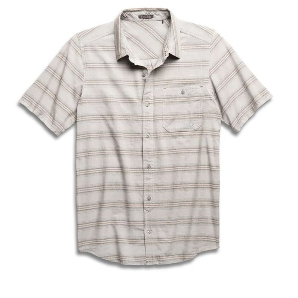 Toad & Co Hardscape‎ Short Sleeve Shirt Size XL Organic Cotton Cream Beige Grey